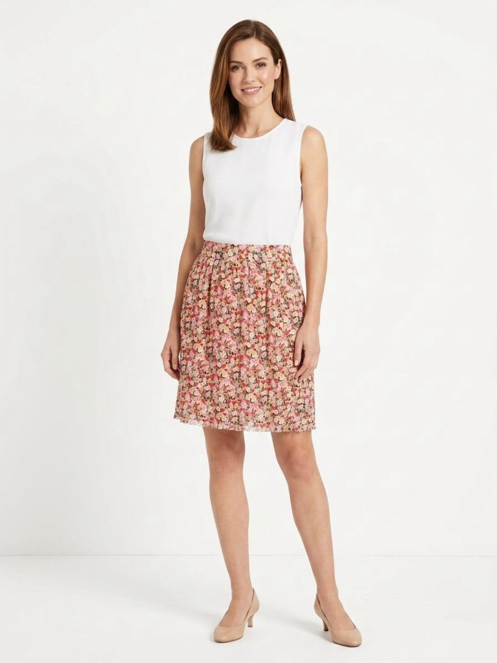 Boden Floral Print Skirt Multicolor Raw Hem Lining NWT Size US 6 (UK 10)